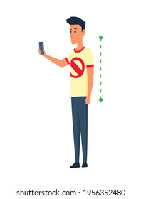 Posture and ergonomics. Correct alignment of human body in standing posture for good personality and healthy of spine and bone. Health care illustration