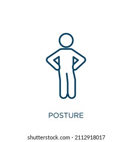 posture icon. Thin linear posture outline icon isolated on white background. Line vector posture sign, symbol for web and mobile