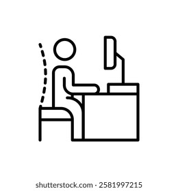 posture proper on office chair Icon Flat vector set outline