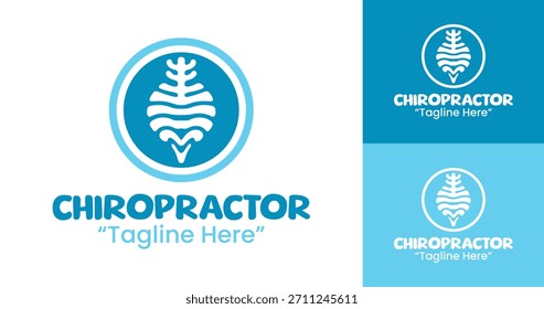 A posture-centered chiropractor logo suitable for clinics, physiotherapy practices, and musculoskeletal wellness brands.