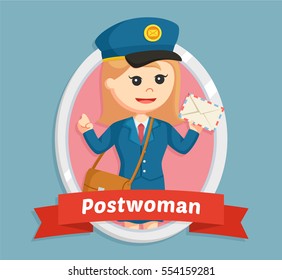 postwoman in emblem illustration design