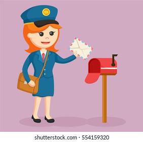 postwoman with mail box