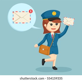 postwoman with mail notification callout