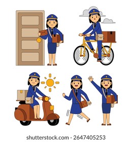 Ilustração do vetor de personagem da profissão da mulher-postal