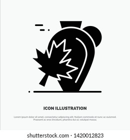 Pot, Autumn, Canada, Leaf, Maple solid Glyph Icon vector