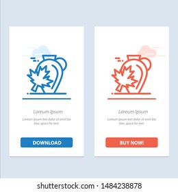 Pot, Autumn, Canada, Leaf, Maple  Blue and Red Download and Buy Now web Widget Card Template. Vector Icon Template background