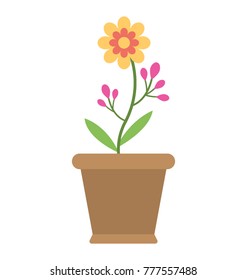 A pot with a beautiful color flower inside it
