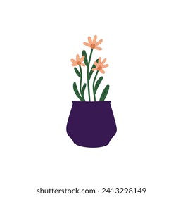 pot with beautiful flowers in a black pot flower