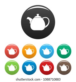 Pot bellied kettle icon. Simple illustration of pot bellied kettle vector icons set color isolated on white