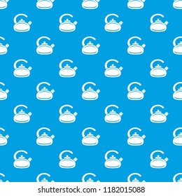 Pot bellied kettle pattern vector seamless blue repeat for any use