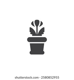Pot with a blooming flower vector icon. filled flat sign for mobile concept and web design. Flower Pot glyph icon. Planting and growth symbol, logo illustration. Vector graphics