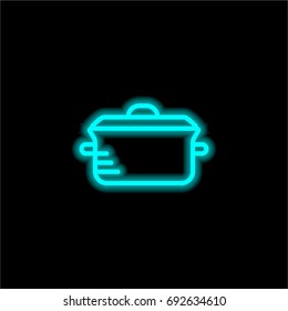 Pot blue glowing neon ui ux icon. Glowing sign logo vector