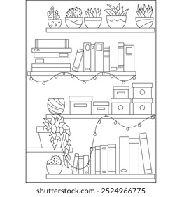 página de livro de coloração de estilo mínimo para crianças e adultos de coloração criativa de atenção à atividade de relaxamento