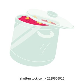 Pot with borsch Tasty soup flat icon Dishware
