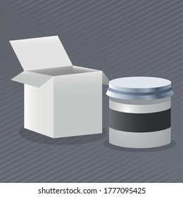 pot and boxes products branding isolated icons vector illustration design