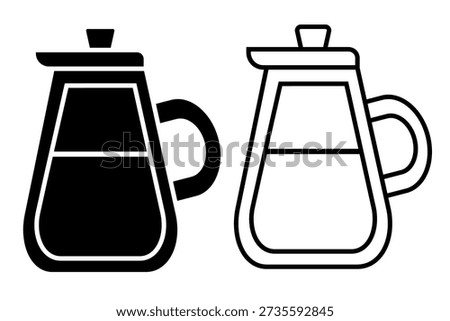 Pot for brewing coffee sign. Black Icon with vertical effect of color edge aberration at white background. Illustration.