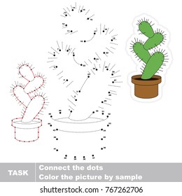 Pot Cactus. Dot to dot educational game for kids.