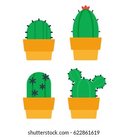 POT CACTUS LOGO ICON SYMBOL SET