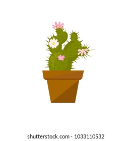 Pot with a cactus. Vector