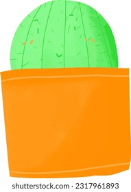 Pot of cactus vector in cartoon style