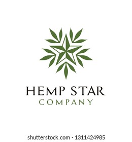 Pot Cannabis Leaf Marijuana Hemp Star for CBD THC company logo design
