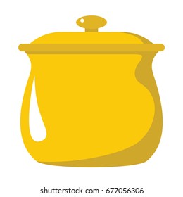 Pot cartoon icon. Kitchen tools, cookware and kitchenware vector illustration