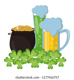Pot coin with beers and clovers