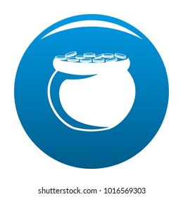 Pot coin icon vector blue circle isolated on white background 