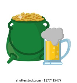 Pot with coins and beer