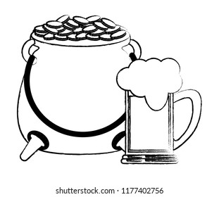 Pot with coins and beer sketch