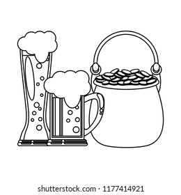 Pot coins with beers in black and white