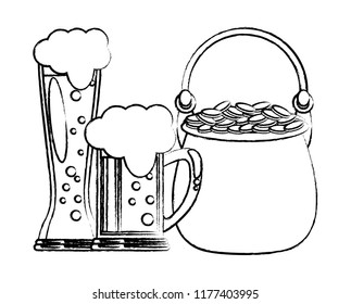 Pot coins with beers sketch