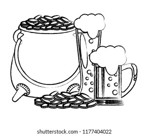 Pot coins with beers sketch