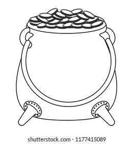 Pot with coins in black and white