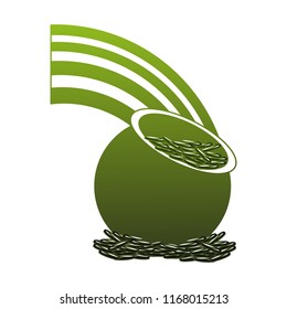 Pot with coins green lines