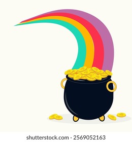 pot of coins and rainbow st patrick's day