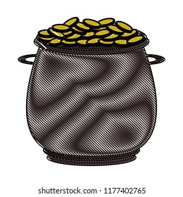 Pot with coins scribble