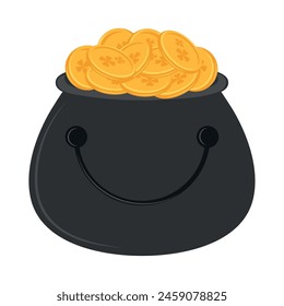Pot with coins St Patrick day icon Vector illustration