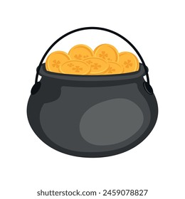 Pot with coins St Patrick day icon Vector illustration