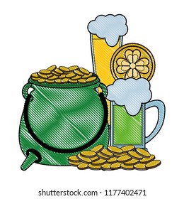 Pot coins wirh beers cups scribble