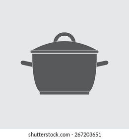 Pot or cooking pan icon. Saucepan silhouette. Vector illustration.