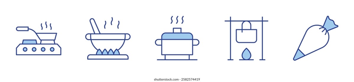 pot, cooking, cooking pot, pastry bag. Cooking Icon vector illustration. Line Duotone style. Editable stroke.