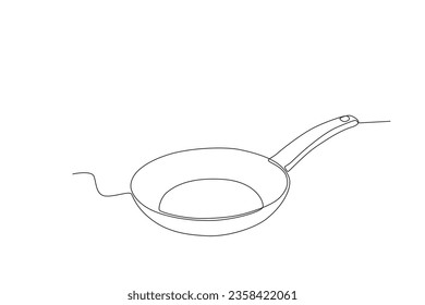 A pot of cooking utensils. Cooking and kitchen tools one-line drawing