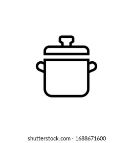 Pot mit Cover-Vektorillustration-Symbol auf linearem Hintergrund, Kontursymbol einzeln auf weißem Hintergrund