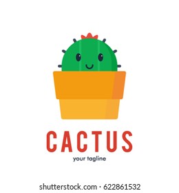 POT CUTE CACTUS LOGO ICON SYMBOL 
