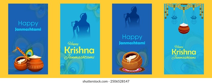 Pot of Dahi Handi (cream) for Janmashtami festival India holiday. Vector illustration