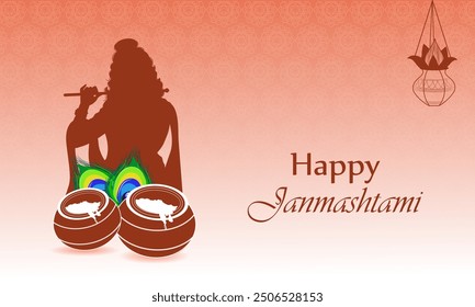 Pot of Dahi Handi (cream) for Janmashtami festival India holiday. Vector illustration