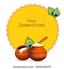 Pot of Dahi Handi (cream) for Janmashtami festival India holiday. Vector illustration