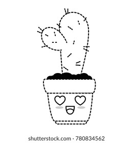pot with desert plant kawaii character