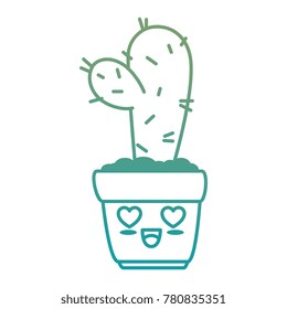 pot with desert plant kawaii character